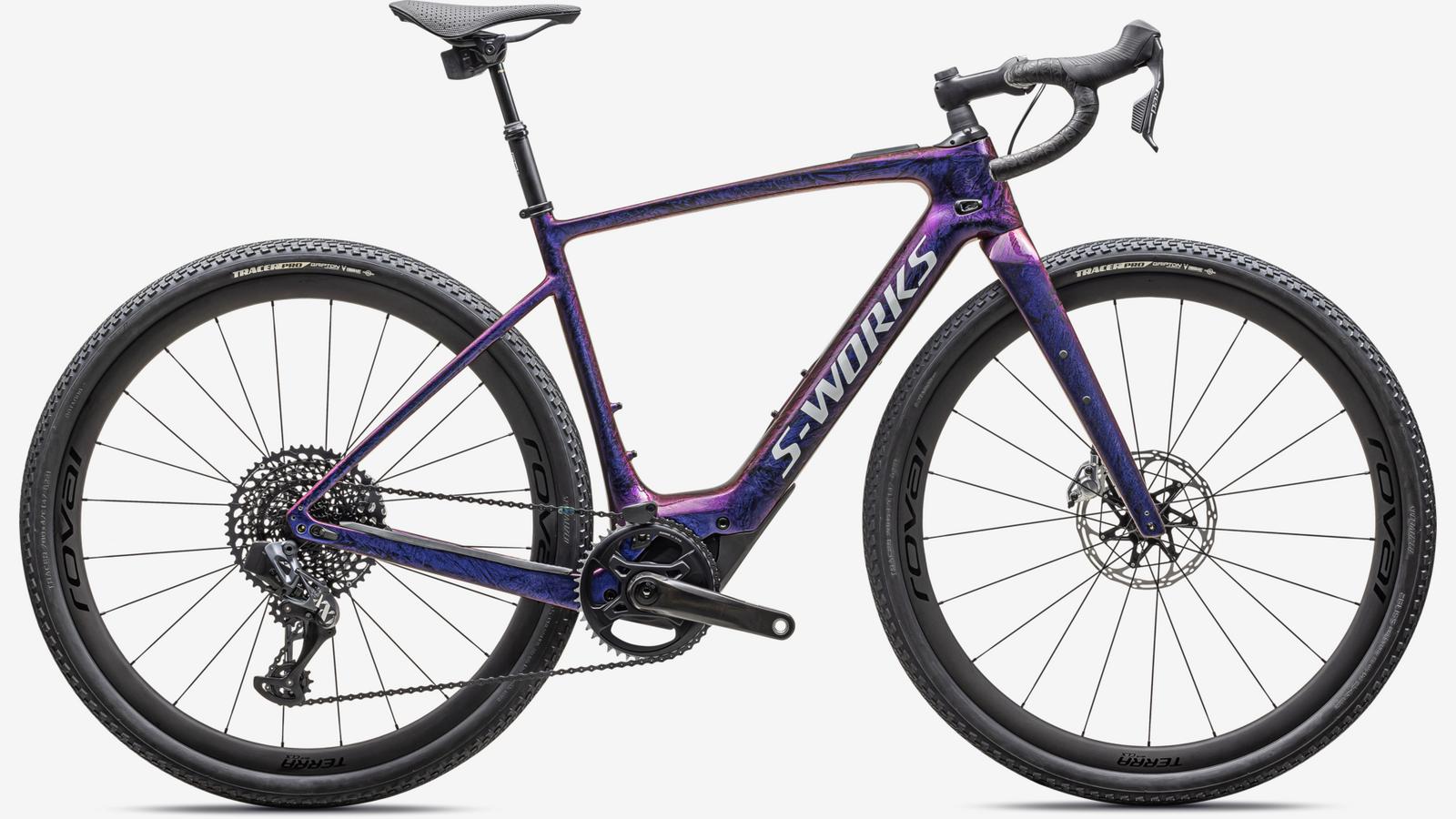 specialized e gravel bike S-Works Turbo Creo 2 49 / Gloss Carbon / Red To Blue Pearl Strata / Satin Liquid Silver